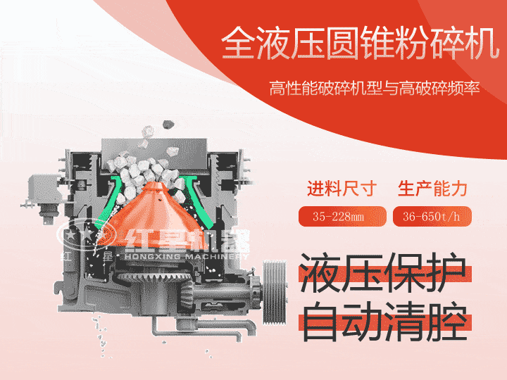全液壓圓錐粉碎機，產量36-650t/h