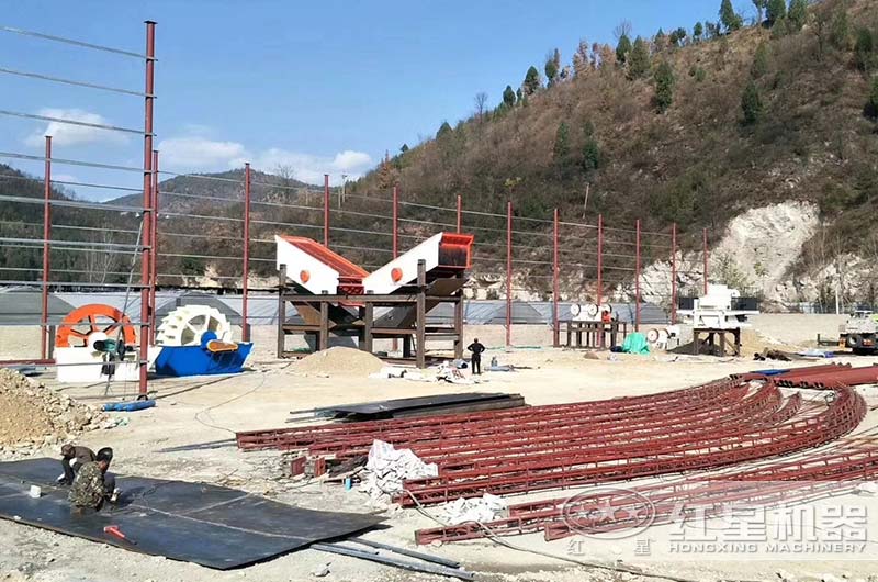 河南客戶(hù)小型制砂廠正在建設(shè)中